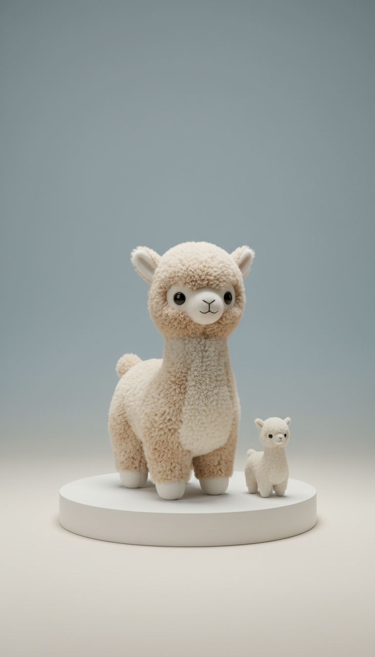 Plush Alpaca Toy with Organic Wool
